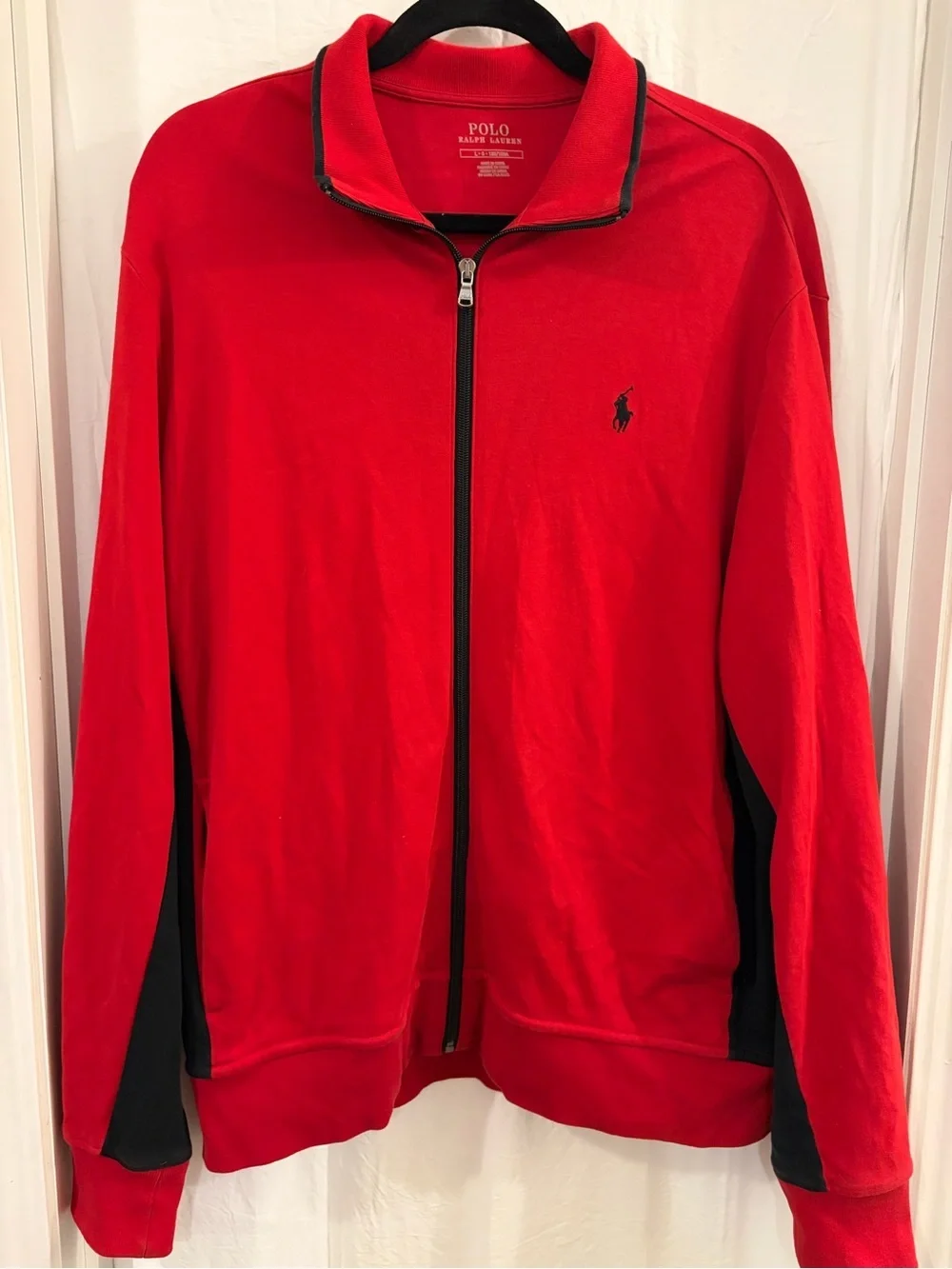 Polo by Ralph Lauren Red and Black Full-Zip Jacket